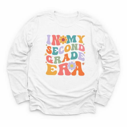 In My Second Grade Era Back To School Retro Groovy 2nd Grade Youth Long Sleeve Tee - Savourry