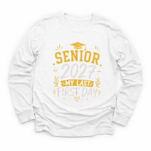Senior 2027 My Last First Day Class Of 27 Back To School Youth Long Sleeve Tee - Savourry