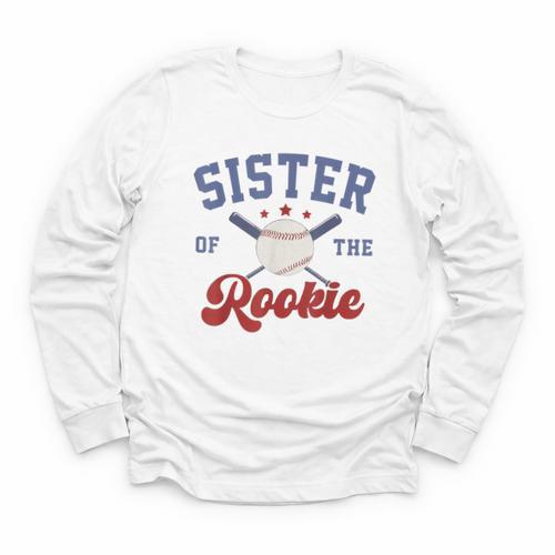 Sister Of Rookie 1st Birthday Baseball Boy Family Matching Youth Long Sleeve Tee - Sportilla