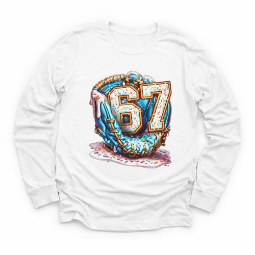 Six Seven Baseball Lifestyle 67 Meme Gen Alpha Slang Premium Tri-Blend Youth Long Sleeve Tee - Sportilla