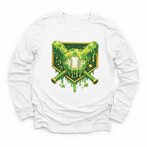 St Patrick's Day Baseball Boys Ice Cream Drip Youth Kids Premium Tri-Blend Youth Long Sleeve Tee - Sportilla