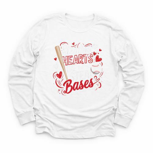 Stealing Hearts Like I Steal Bases Softball Baseball Batter Youth Long Sleeve Tee - Sportilla