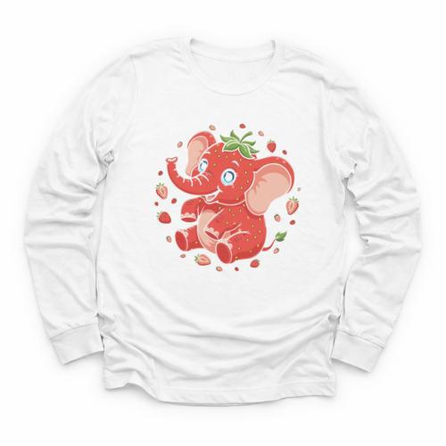 Strawberry Elephant Italian Brainrot Meme Back To School Comfort Colors Crop Top Youth Long Sleeve Tee - Savourry