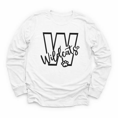Wildcats School Sports Fan Team Spirit Mascot Back To School Youth Long Sleeve Tee - Savourry