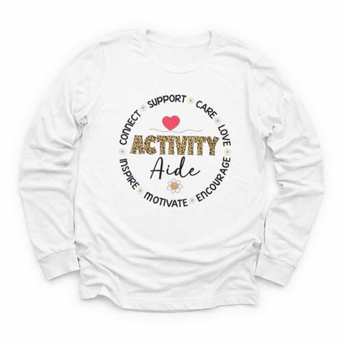 Women's Leopard Activity Aide Appreciation Week Back To School Youth Long Sleeve Tee - Savourry