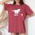 T-Rex Walking Jack Russel Divertente Cane Mamma Papà Dinosauro Trex T-shirt comoda oversize da donna Crimson