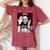 Trendy Floral Beast Girl Photo レディースオーバーサイズコンフォートTシャツ Crimson