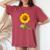 ヒマワリ 夏 花 庭 自然 レディースオーバーサイズコンフォートTシャツ Crimson