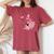 マダム秀 花tシャツ（2） さくら レディースオーバーサイズコンフォートTシャツ Crimson