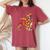 メープルの葉 秋 紅葉 日本美術 花の絵 花 日本画 新版画 レディースオーバーサイズコンフォートTシャツ Crimson