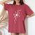 ラインアート 蘭の花 タトゥースタイル 長袖tシャツ レディースオーバーサイズコンフォートTシャツ Crimson ラインアート 蘭の花 タトゥースタイル 長袖tシャツ レディースオーバーサイズコンフォートTシャツ Crimson