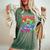 Hot Coffee Cold World レトロ コケット リボン グラフィック 長袖tシャツ レディースオーバーサイズコンフォートTシャツ Moss