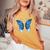 Blue Butterfly Beautiful Butterfly 長袖tシャツ レディースオーバーサイズコンフォートTシャツ Mustard