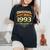 33歳 誕生日 男性女性intage 1993年1993年生まれ レトロデザインブランド レディースオーバーサイズコンフォートTシャツ 黒