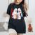 Waifu セクシー アニメ 女の子 メガネ 角 和風 レディースオーバーサイズコンフォートTシャツ 黒