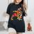 メープルの葉 秋 紅葉 日本美術 花の絵 花 日本画 新版画 レディースオーバーサイズコンフォートTシャツ 黒