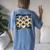 Seagull Mom Mother's Day Bird Animal Mother Bird Women's Oversized Comfort T-Shirt Back Print Blue Jean