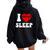 I Loveleep Heart Naps Lazy Relaxing For Men レディース オーバーサイズ パーカー バックプリント 黒