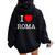 I Love Roma Graphic Novelty & Cool s レディース オーバーサイズ パーカー バックプリント 黒 I Love Roma Graphic Novelty & Cool s レディース オーバーサイズ パーカー バックプリント 黒