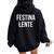 Make Hastelowly Festina Lente ラテン語インスピレーション引用 レディース オーバーサイズ パーカー バックプリント 黒