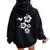 ハチドリ、ハイビスカス、花、男性、女性、子供 Tropical Hummingbird Hibiscus Flowers レディース オーバーサイズ パーカー バックプリント 黒