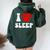 I Loveleep Heart Naps Lazy Relaxing For Men レディース オーバーサイズ パーカー バックプリント ネイビーブルー