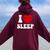 I Loveleep Heart Naps Lazy Relaxing For Men レディース オーバーサイズ パーカー バックプリント マルーン