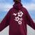 ハチドリ、ハイビスカス、花、男性、女性、子供 Tropical Hummingbird Hibiscus Flowers レディース オーバーサイズ パーカー バックプリント マルーン