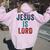 Jesus Is Lord – Christian Faithintage Born-Again Graphic レディース オーバーサイズ パーカー バックプリント ライトピンク Jesus Is Lord – Christian Faithintage Born-Again Graphic レディース オーバーサイズ パーカー バックプリント ライトピンク