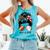 Football Mom Baseball Mom Of Both Messy Bun Mother's Day Premium Tri-Blend Comfort Colors Tank Top Light Green