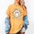 Happy Baseball Mom Groovy Retro Floral Smiling Face Women's Comfort Colors T-Shirt Mustard Happy Baseball Mom Groovy Retro Floral Smiling Face Women's Comfort Colors T-Shirt Mustard