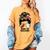 Mom Of Ballers Messy Bun Football Mom Baseball Mom Of Both Women's Comfort Colors T-Shirt Mustard