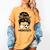 Soccer Baseball Mom Of Both Messy Bun Leopard Mother's Day Women's Comfort Colors T-Shirt Mustard