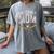 Baseball Mom Crossed Bats With Ball On Fire Distressed Women's Comfort Colors T-Shirt Gray Baseball Mom Crossed Bats With Ball On Fire Distressed Women's Comfort Colors T-Shirt Gray