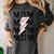 Baseball MOM Lightning Bolt Tshirt Retro Women's Comfort Colors T-Shirt Pepper
