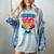HUGvyn I Survived 100 Days Baseball Teacher Ice Cream Drip Women's Comfort Colors T-Shirt Denim