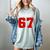 Number 67 Numbered Six Seven Baseball Jersey Style Team 67 Women's Comfort Colors T-Shirt Denim Number 67 Numbered Six Seven Baseball Jersey Style Team 67 Women's Comfort Colors T-Shirt Denim