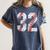Distressed Baseball Number 32 Jersey Uniform Player Fan Women's Comfort Colors T-Shirt Moss Distressed Baseball Number 32 Jersey Uniform Player Fan Women's Comfort Colors T-Shirt Moss