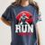 Run I Dare You Baseball Ball Player Catcher Coach Tee Women's Comfort Colors T-Shirt Moss