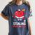 Stealing Hearts And Bases Baseball Player Valentine's Day Women's Comfort Colors T-Shirt Moss