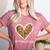 Softball Baseball Mom Valentine Leopard Heart Mother's Day Women's Heather T-Shirt Heather Mauve