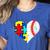 Autism Baseball Heart Autism Puzzle Baseball Mom Women's Heather T-Shirt Heather True Royal Autism Baseball Heart Autism Puzzle Baseball Mom Women's Heather T-Shirt Heather True Royal