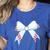 Baseball Bow Baseball Mom Women Baseball Mama Premium Women's Heather T-Shirt Heather True Royal