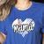 Baseball Mama Scribble Heart Baseball Mom Sports Team Tball Women's Heather T-Shirt Heather True Royal