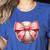 Baseball Mom Coquette Pink Bow Baseball Mom Women's Heather T-Shirt Heather True Royal