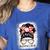Baseball Mom Messy Bun Hair Player Mom Women's Heather T-Shirt Heather True Royal