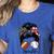 Football Mom Baseball Mom Life Messy Bun Mom Of Both Women's Heather T-Shirt Heather True Royal