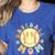 Groovy Retro Floral Happy Smiling Face Baseball Mom Women's Heather T-Shirt Heather True Royal Groovy Retro Floral Happy Smiling Face Baseball Mom Women's Heather T-Shirt Heather True Royal