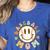 Happy Baseball Mom Groovy Retro Floral Smiling Face Women's Heather T-Shirt Heather True Royal Happy Baseball Mom Groovy Retro Floral Smiling Face Women's Heather T-Shirt Heather True Royal