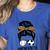 Soccer Baseball Mom Of Both Messy Bun Leopard Mother's Day Women's Heather T-Shirt Heather True Royal Soccer Baseball Mom Of Both Messy Bun Leopard Mother's Day Women's Heather T-Shirt Heather True Royal